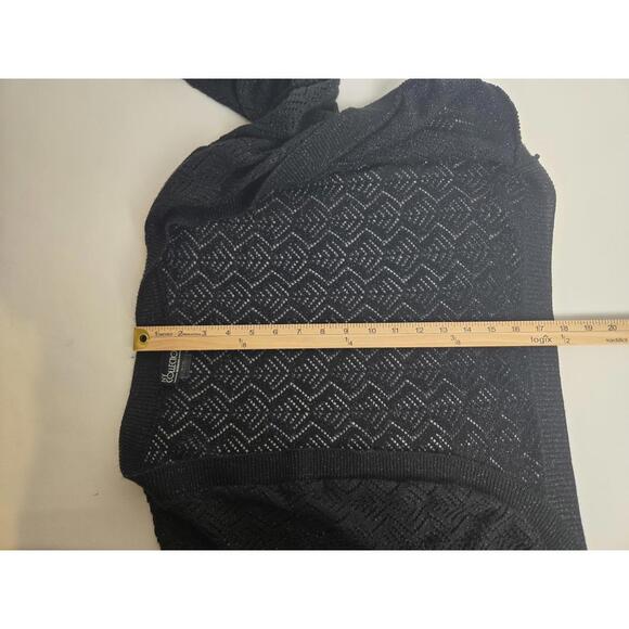 NY Collection Woman Black Open-Knit Cardigan Sweater - Picture 5 of 5